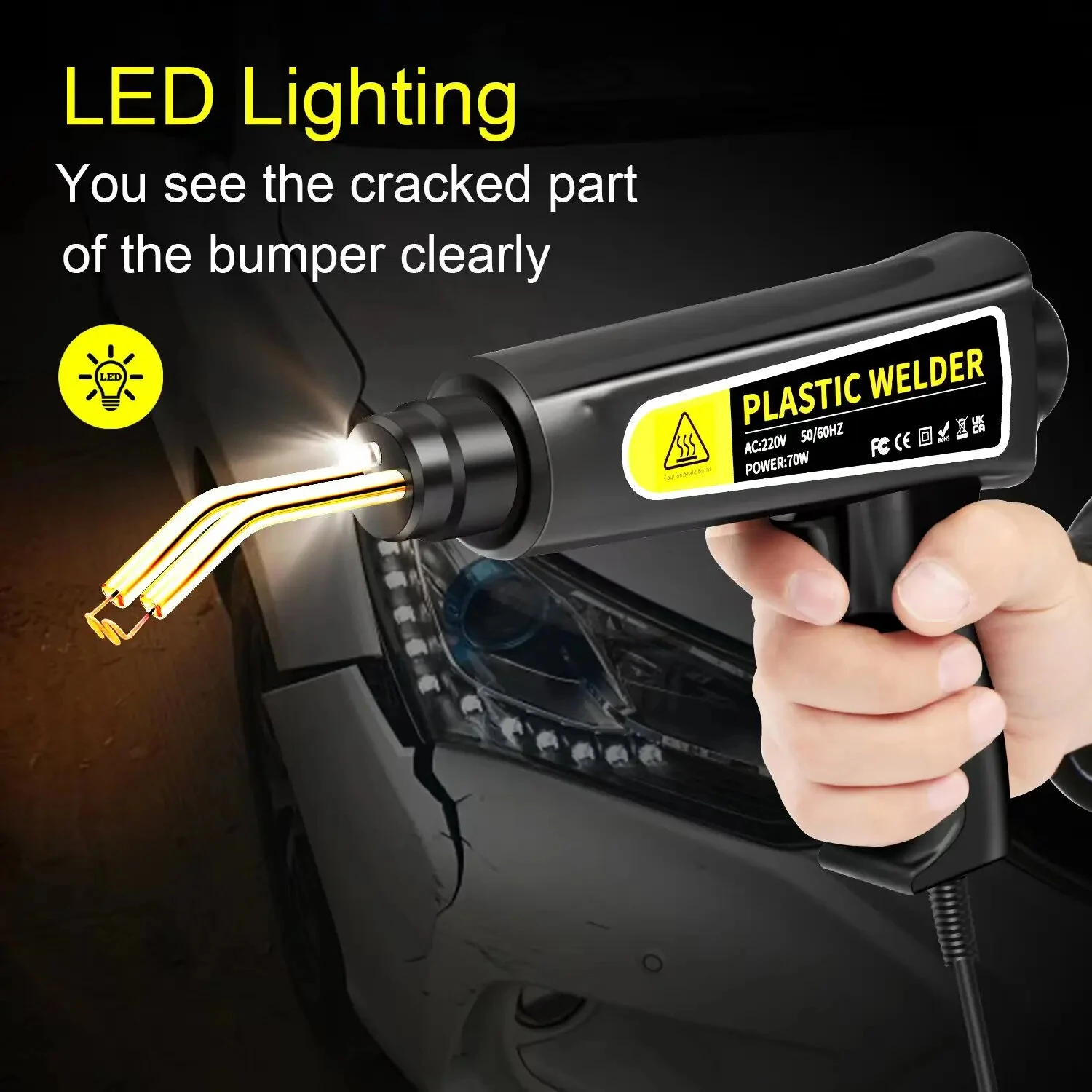 70W Plastic Welder - 400 Staples, 400°C Rapid Heating & LED Light | Car Bumper Repair - Image 4