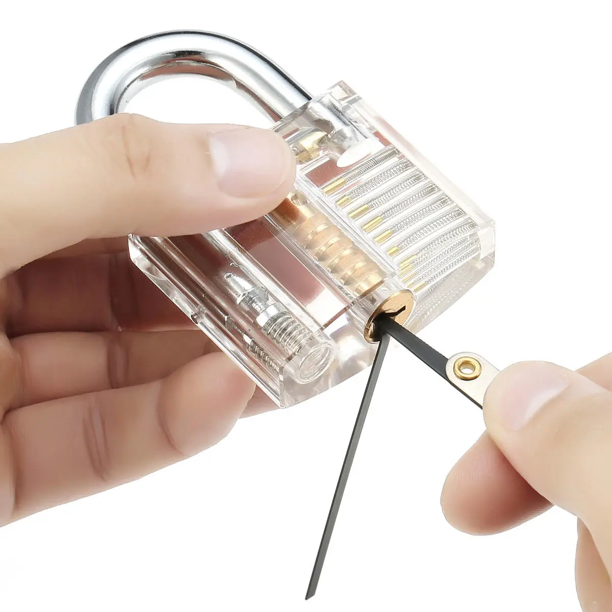 15Pcs Lock Picks Set with Practice Padlock & Key Extractor Tool | Transparent Training Kit - Image 3