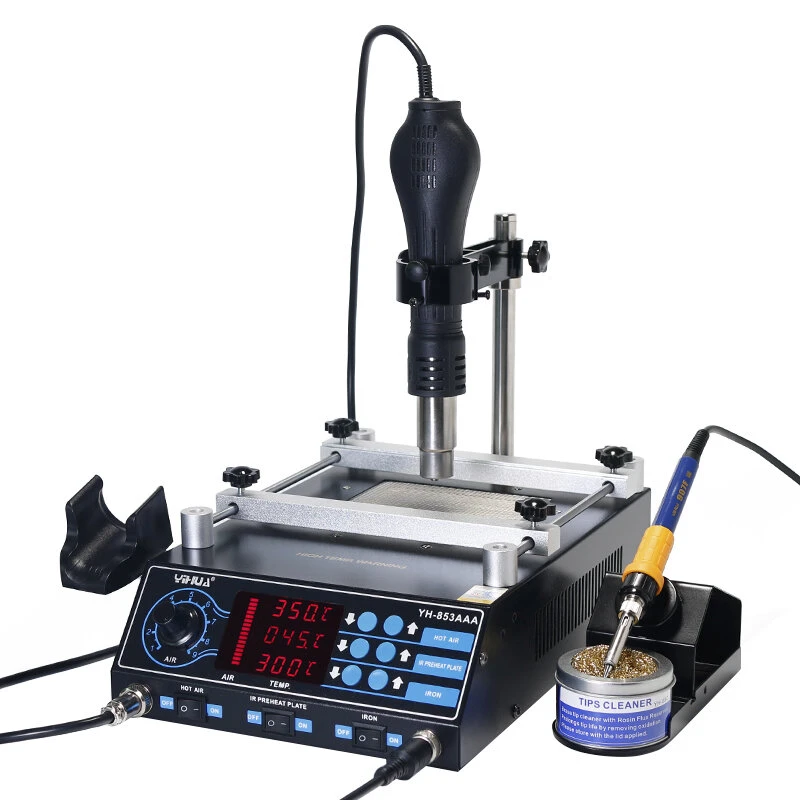 YIHUA 853AAA 3-in-1 BGA Rework Station | 220V 60W Preheater & Hot Air Tool - Image 2