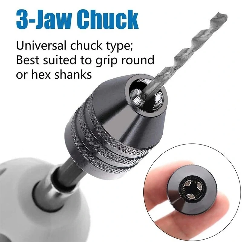 Hex Shank Drill Chuck Adapter - 2PC Black & White Keyless for Easy Bit Changes - Image 4