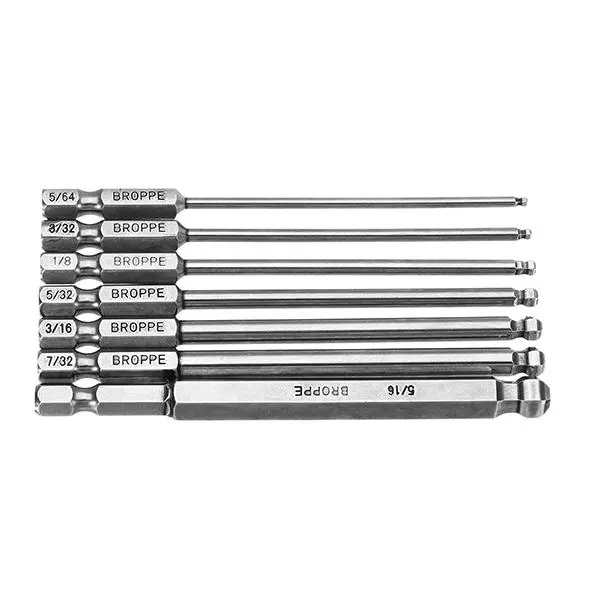 Broppe 7pc SAE 5/64-5/16 100mm Magnetic Ball Bit 1/4 Hex Shank - Image 4