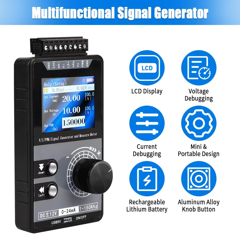 Multifunctional PWM Signal Generator | 0-20mA 4-20mA Current Source | USB Rechargeable - Image 3