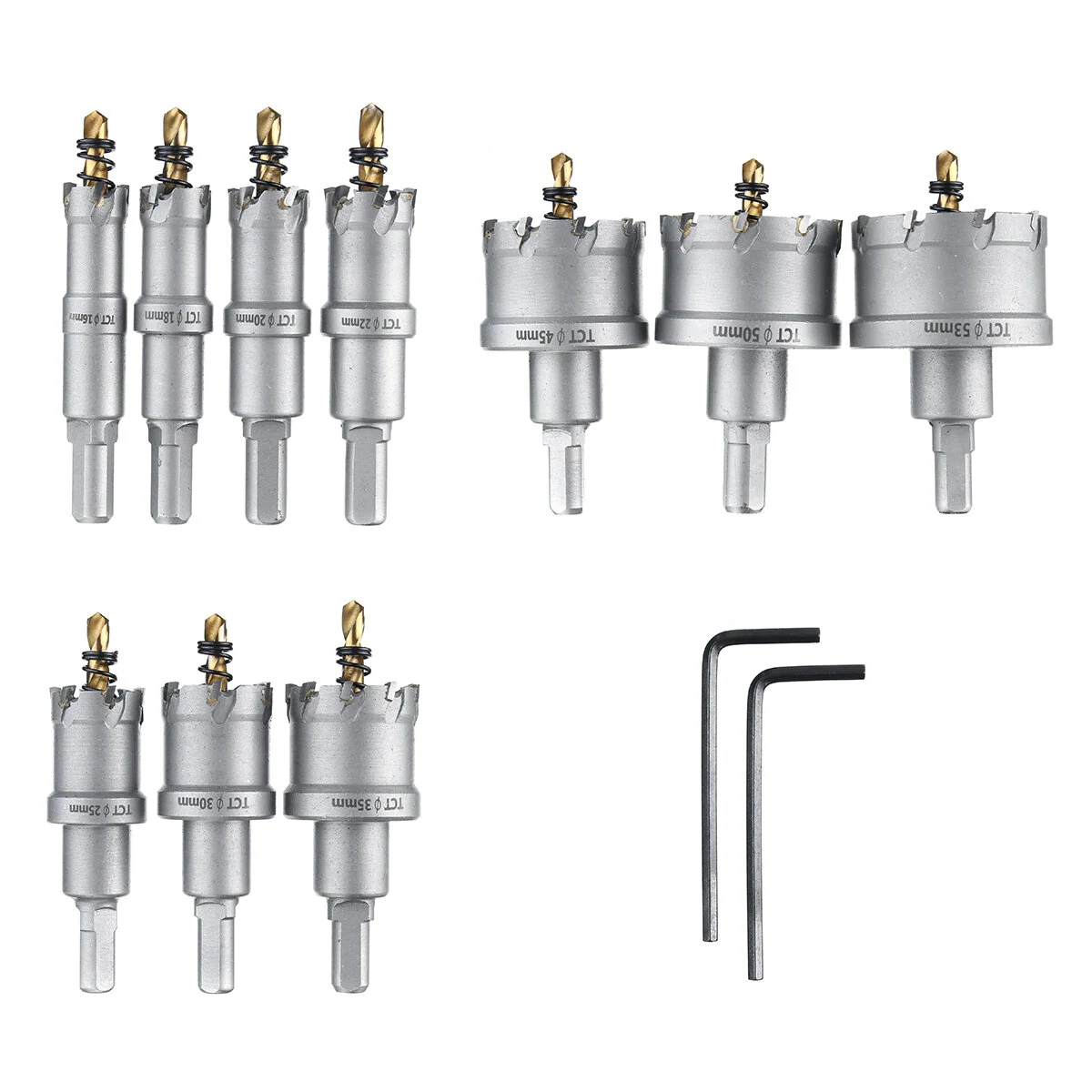 10Pcs 16-53mm Carbide TCT Hole Saw Kit - Hex Wrench & Storage Box - Image 3