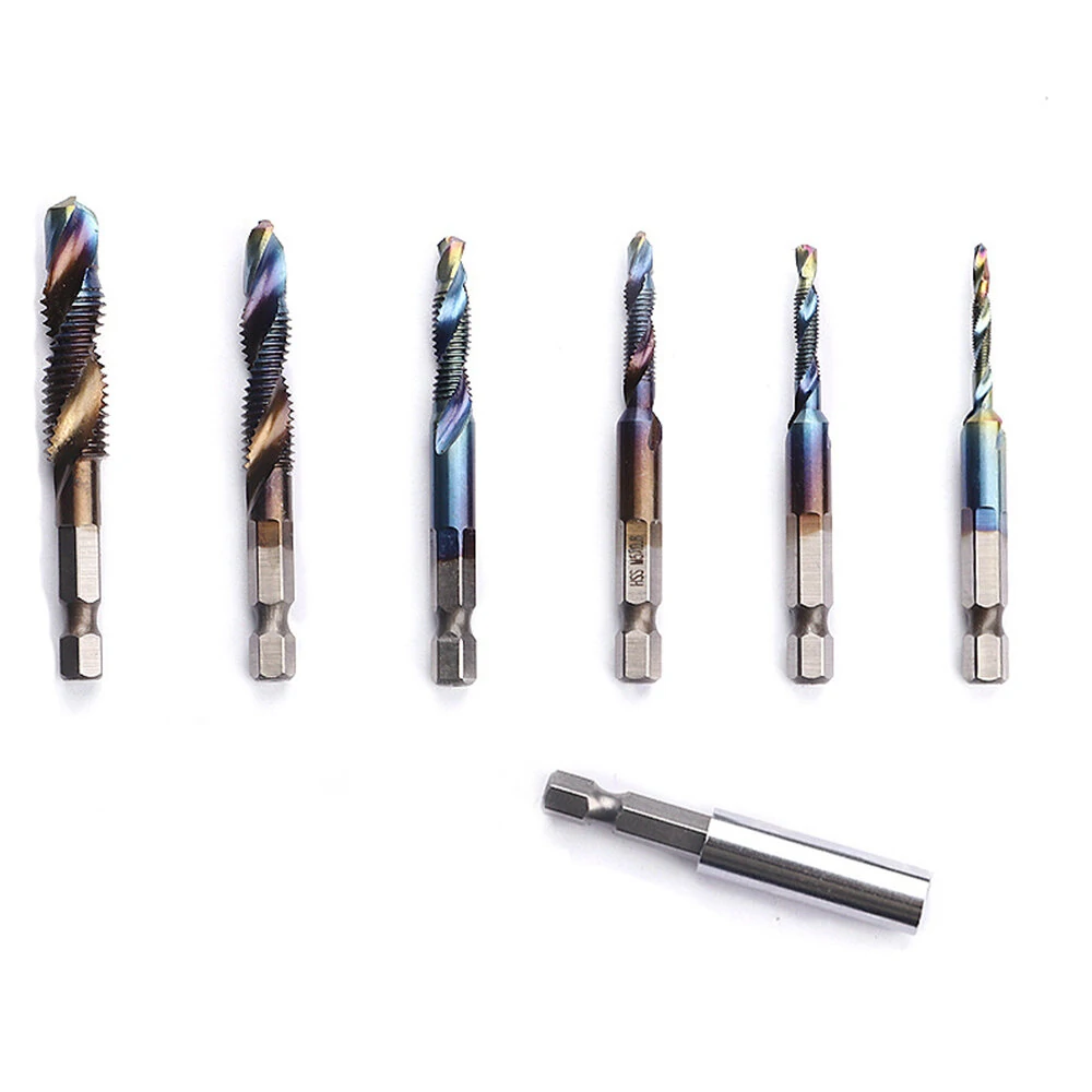Drillpro 7Pcs M3-M10 Metric Tap Drill Bit Set | Hex Shank with Extension Rod - Image 2