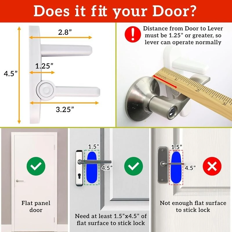 Dreambaby Door Lever Lock - 4 Pack Child Safety | Quick Install 3M Adhesive - Image 4