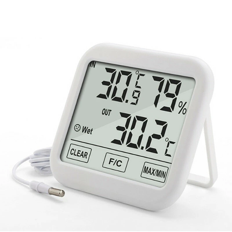 OW-E36 Large Touch Screen Thermometer Hygrometer - Indoor Temperature Humidity Meter with Clock & MAX/MIN Memory - Image 2