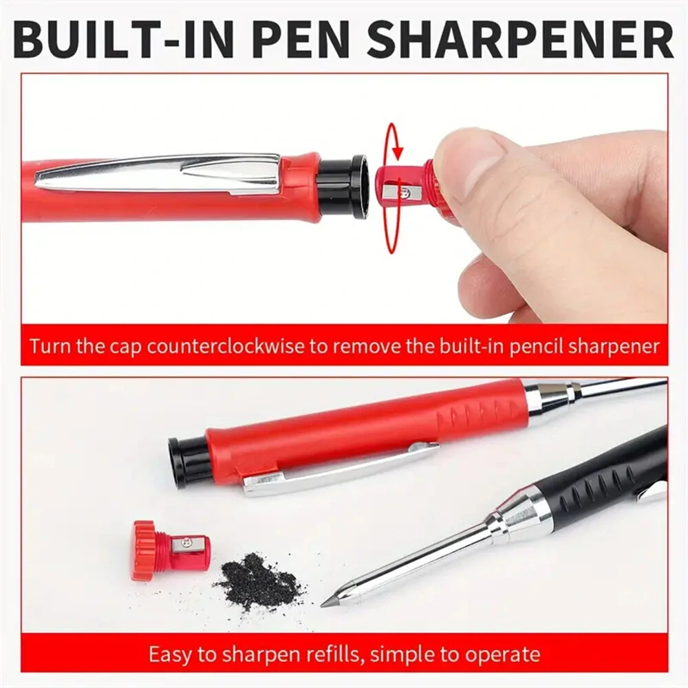 Refillable Carpenter Pencil Set - High Precision Mechanical Pencil for Woodworking & Drafting - Image 3