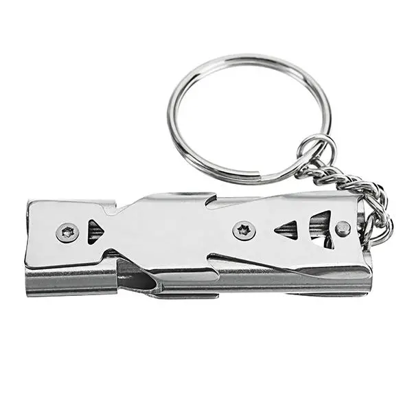 Double Pipe High Decibel Survival Whistle - Stainless Steel Outdoor Emergency Keychain - Image 5