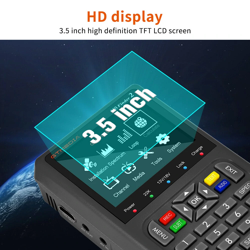 GTMEDIA V8 Finder2 Handheld Satellite Meter | 3.5 Inch HD LCD | DVB-S/S2 | 4000mAh Battery - Image 4