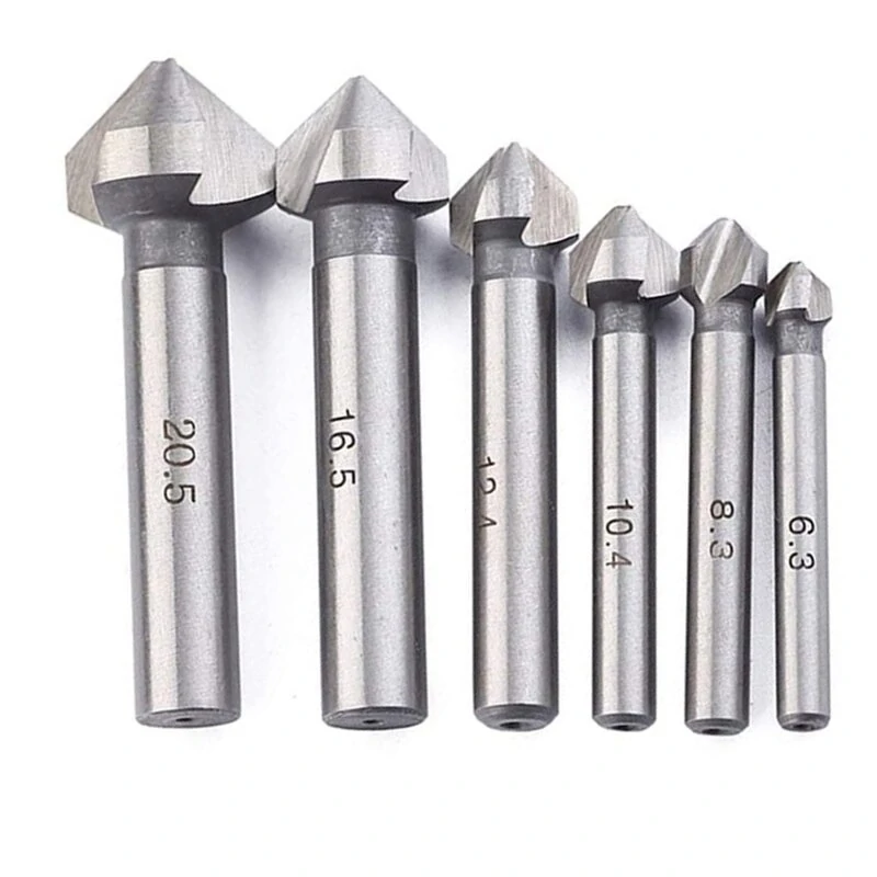 7-Piece Countersink Drill Set - DIN335 C-Type Straight Shank - 6 Sizes 6.3-20.5mm + 3mm Twist Drill - Image 4
