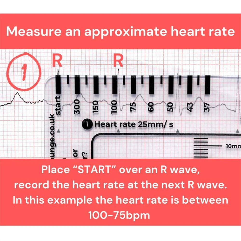 EKG Calipers 7-Step Measuring Tool - ECG Ruler Plastic Transparent & Waterproof - Image 3