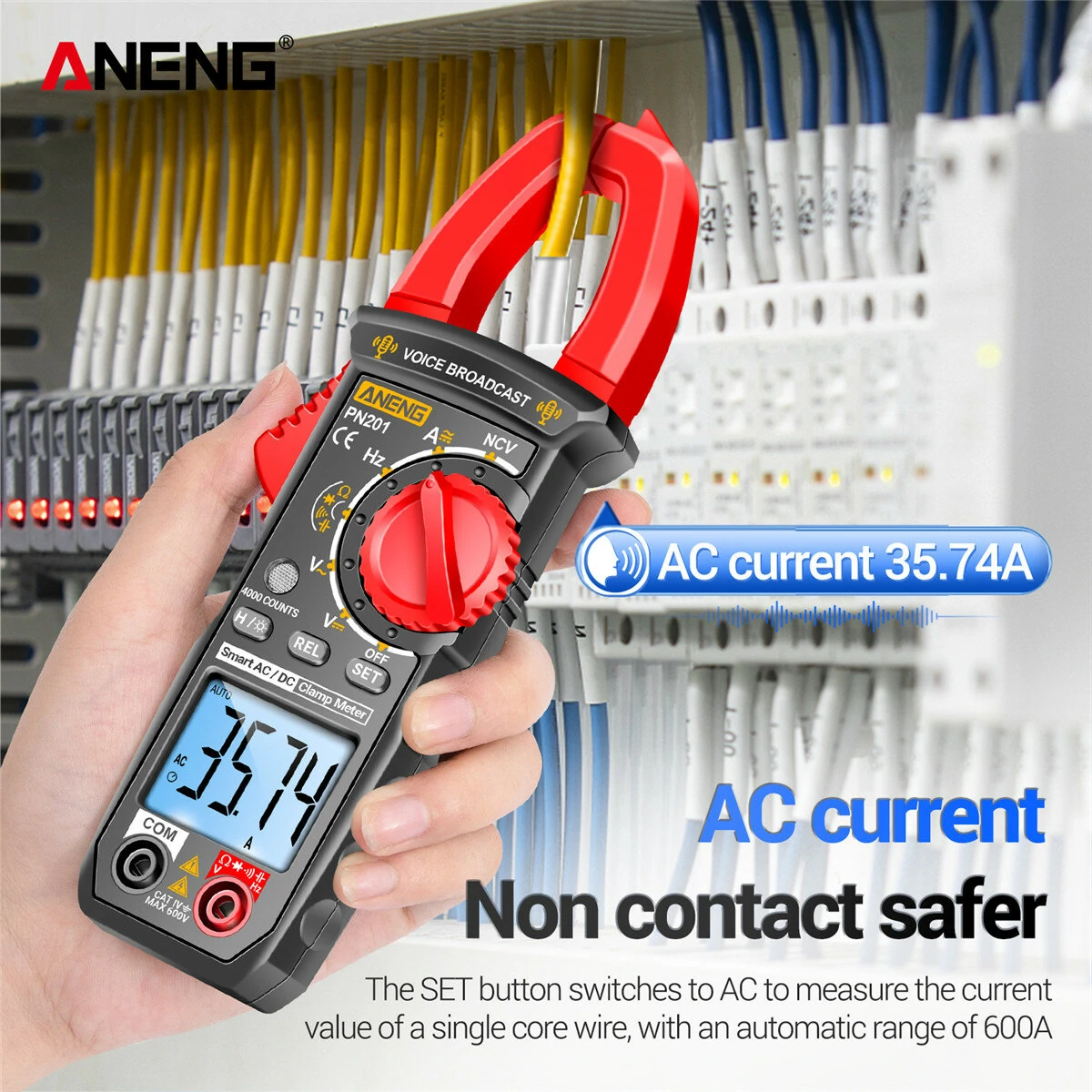 ANENG PN201 Clamp Meter - 600A AC/DC Current Tester | Measures Resistance, Capacitance, Diode - Image 5
