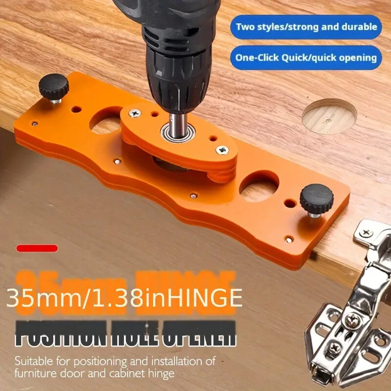 35mm Cabinet Door Hinge Drilling Guide Jig | Woodworking Tool with Low-Noise Bearing - Image 3