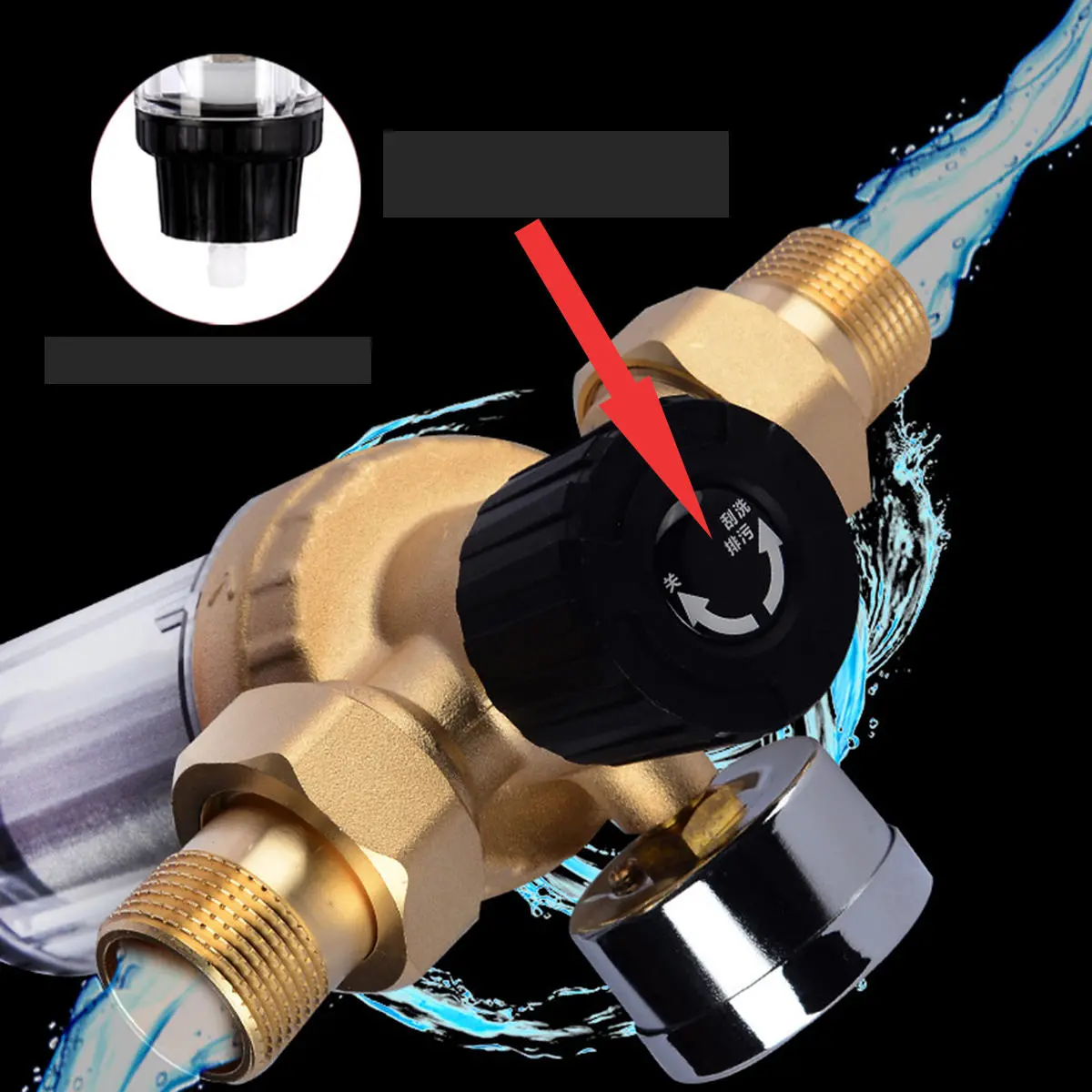 Pure Brass Water Pre-Filter | 3000L/H Flow | Backwash Rust & Sediment Removal - Image 4