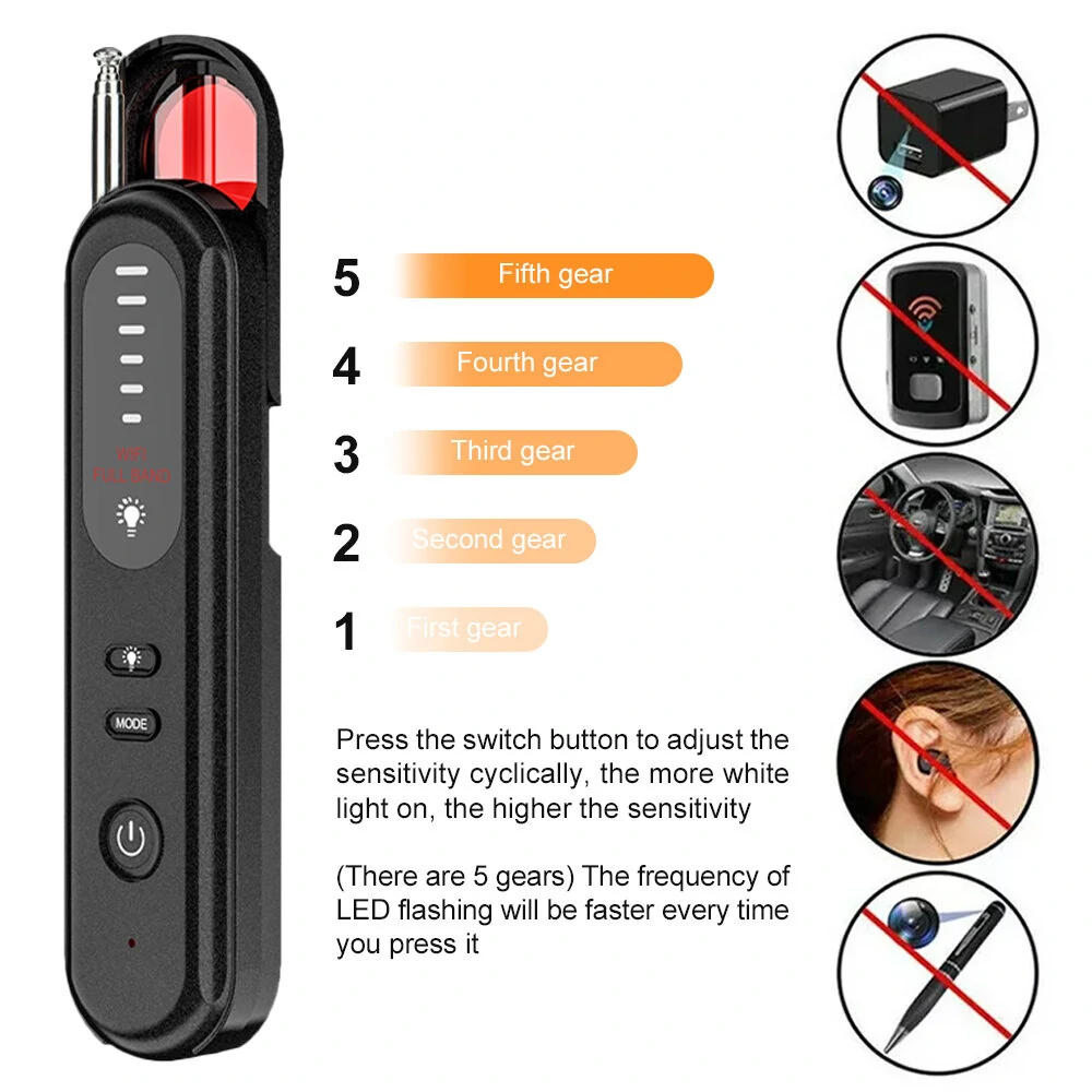 T01 Wireless Detector | 5 Gears Adjustable Sensitivity | Anti-Spy GPS & Hidden Camera Finder - Image 5