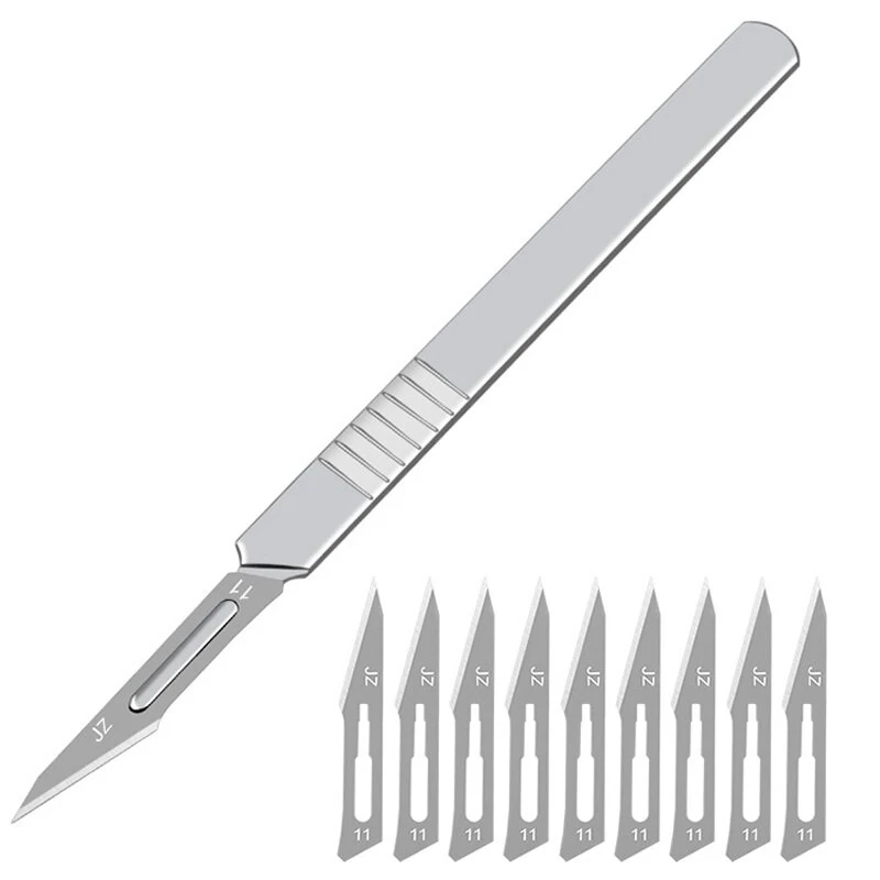 10Pcs Carving Surgical Blades with Handle - DIY PCB Repair & Craft Cutting Tool - Image 2