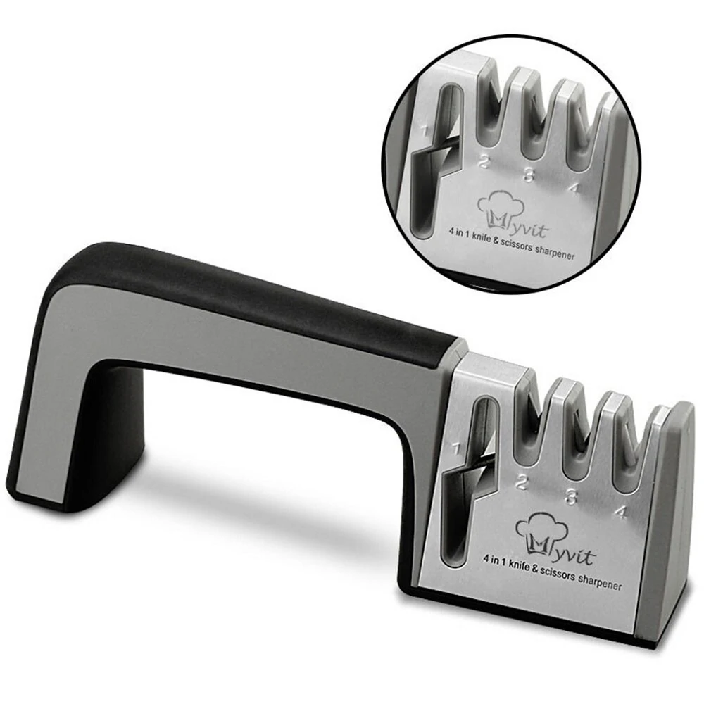 MYVIT 4-in-1 Knife Sharpener - Diamond Coated & Fine Rod for Knives & Scissors - Image 4
