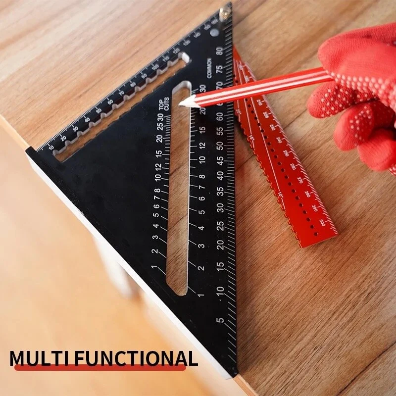 Aluminum Alloy Triangle Ruler - 7 & 12 Inch Foldable Woodworking Tool with Magnet - Image 2