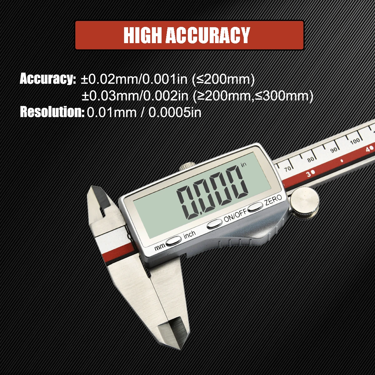 DITRON Digital Caliper 701 | 0-6 Inch Stainless Steel | Rechargeable Type-C & Large Screen - Image 4