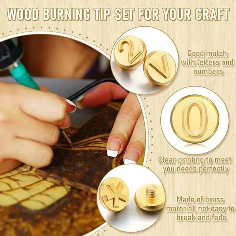 DIY Wood Burning Kit with 26 Letter Stencils & Copper Molds | Pyrography Pen & Soldering Iron Tool - Image 3