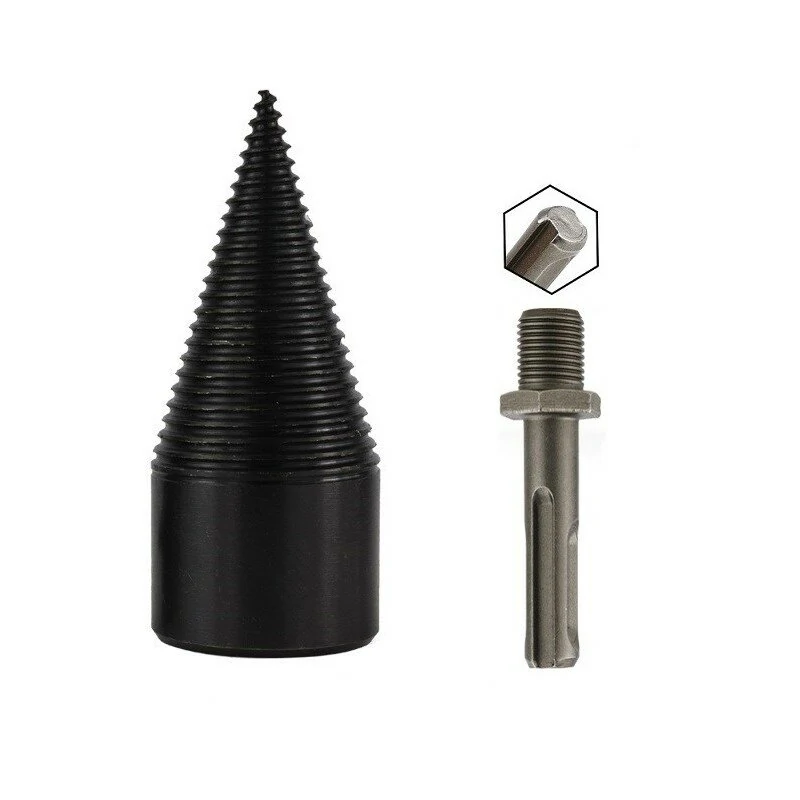 Wood Splitter Firewood Drill Bit - 42mm Heavy Duty Electric Splitting Drill | Hex Shank & Removable Cone - Image 2