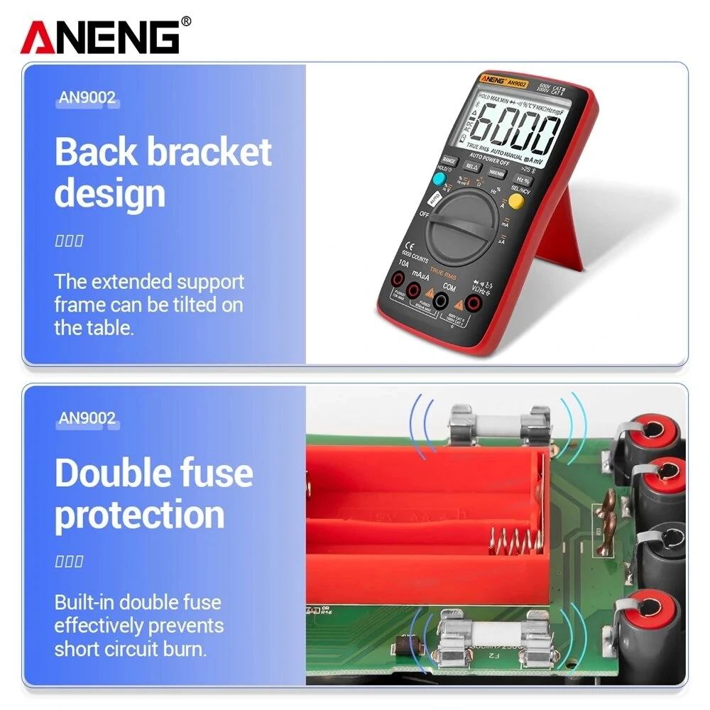 ANENG AN9002 Bluetooth Multimeter | 6000 Count True RMS Auto-Range Tester - Image 5