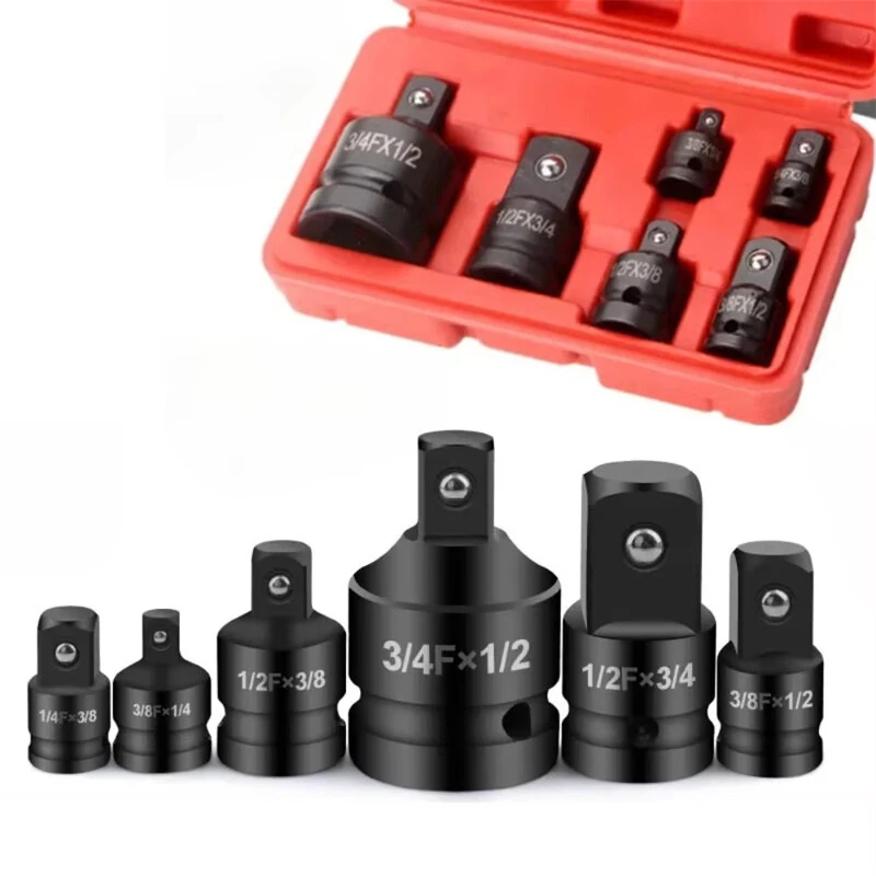 Socket Adapter Set - Chrome Molybdenum Steel - Impact Driver & Ratchet Tool - Black Oxide Finish - 6pc - Image 3