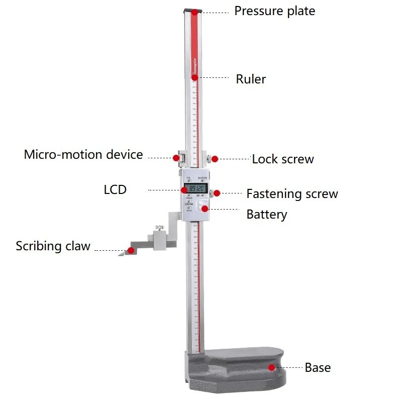Guanglu 200mm 300mm Digital Height Ruler | LCD Electronic Display Measuring Instrument - Image 3