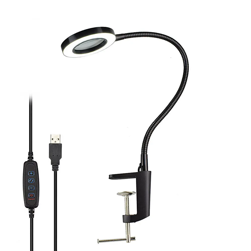 DANIU USB Magnifying Glass with 42 LED Lights | 3X Bench Vise Table Clamp & Flexible Desk Lamp - Image 5