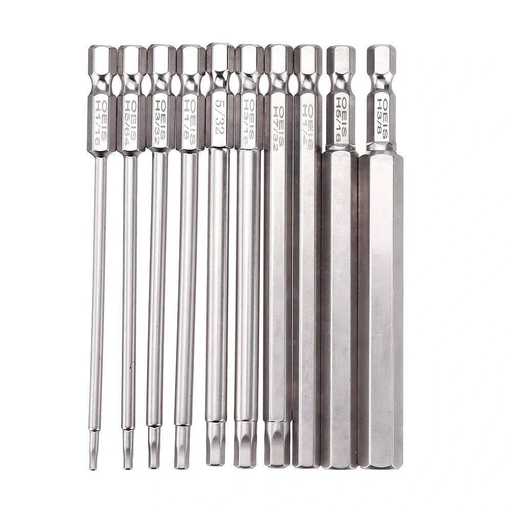 Drillpro 10Pcs 1/4 Inch SAE Hex Bit Set | S2 Steel 100mm Allen Wrench Bits - Image 2