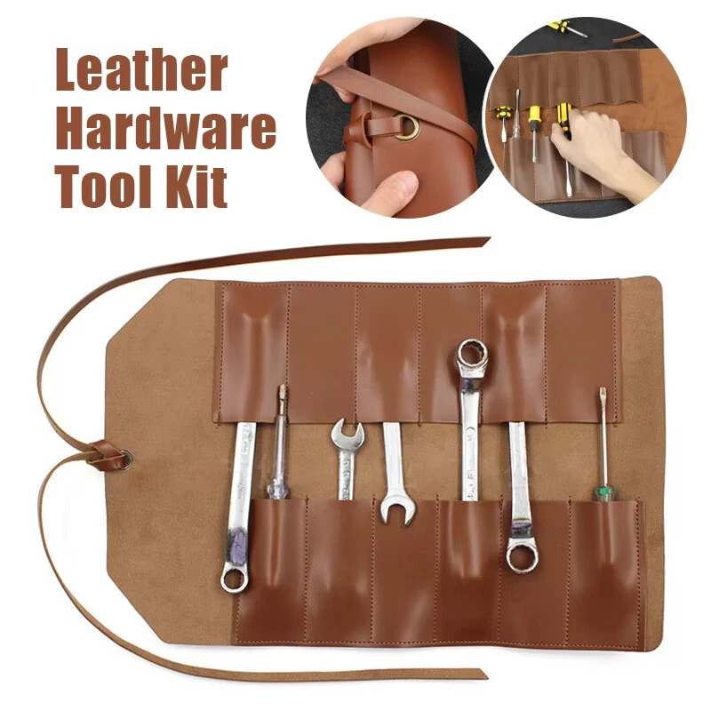 Leather Tool Roll Bag - Portable Wrench & Cutter Storage Pouch | Multifunction - Image 3