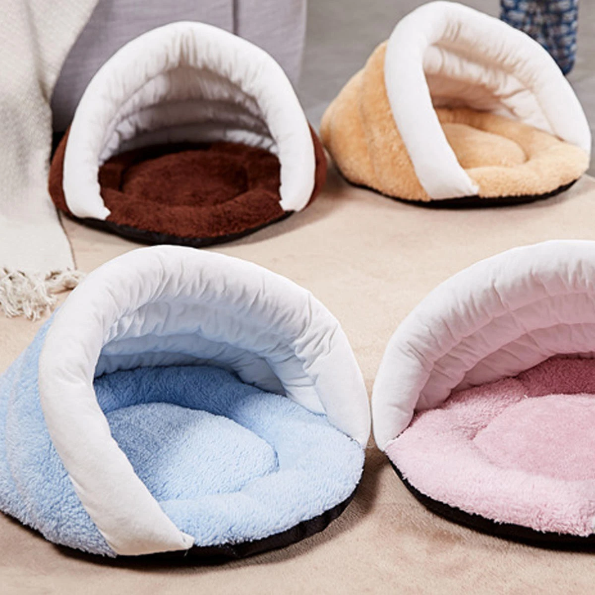 Pet Cat Dog Cave Bed - Soft Warm Winter Sleeping Bag Mat for Puppy - Image 3