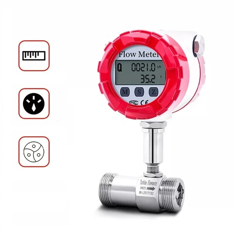 DN25 Turbine Flow Meter Sensor - Digital Display 4-20mA RS485 for Water Gasoline - Image 3