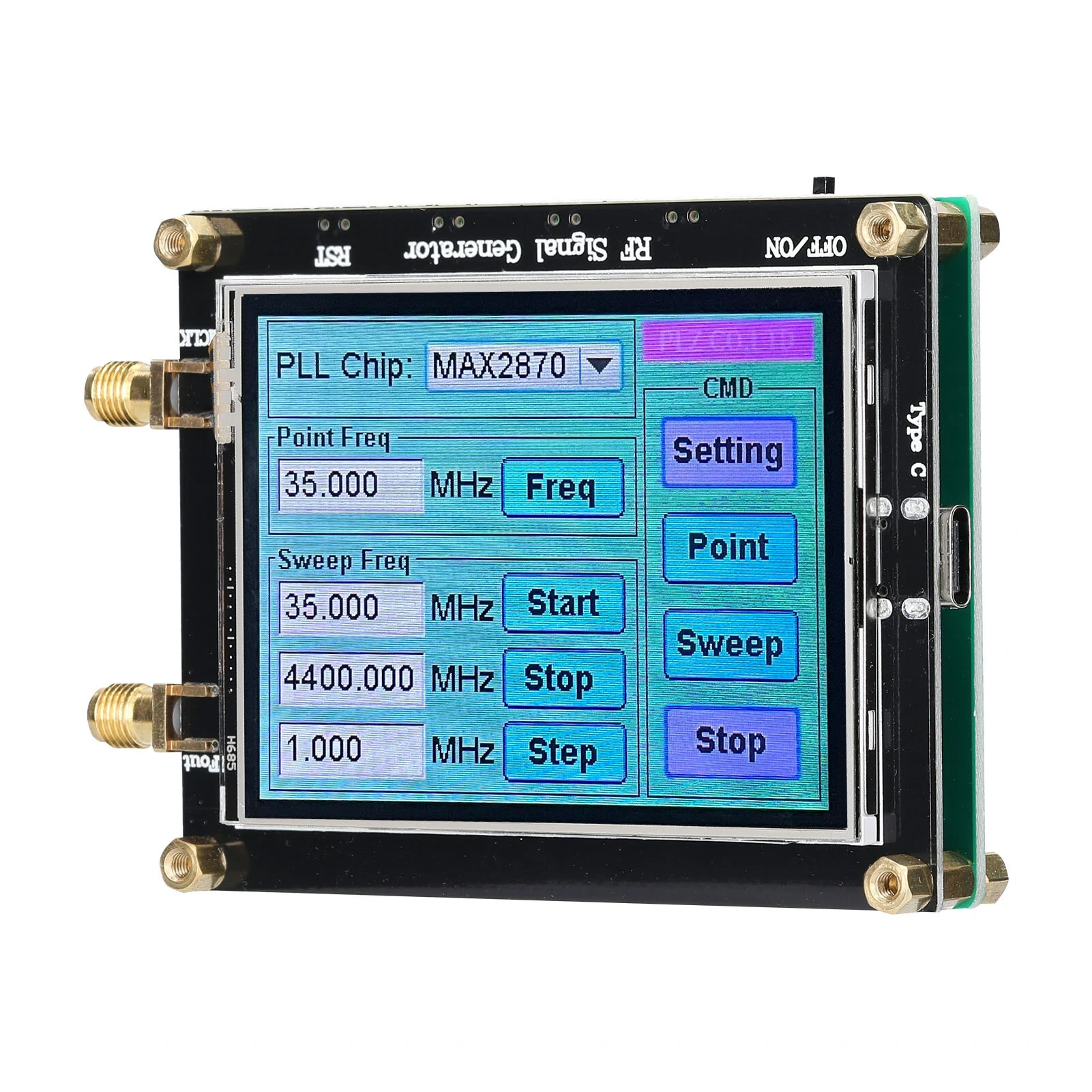 MAX2870 Signal Generator | 23.5MHz-6000MHz PLL | Touch Screen LCD Display & PC Control - Image 2