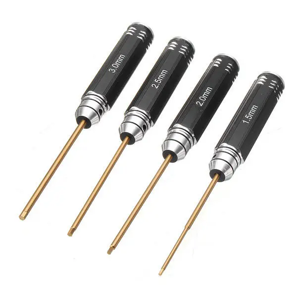 4pcs Hex Screwdriver Bit Set - 1.5/2.0/2.5/3.0mm HSS Titanium Coated - Image 2