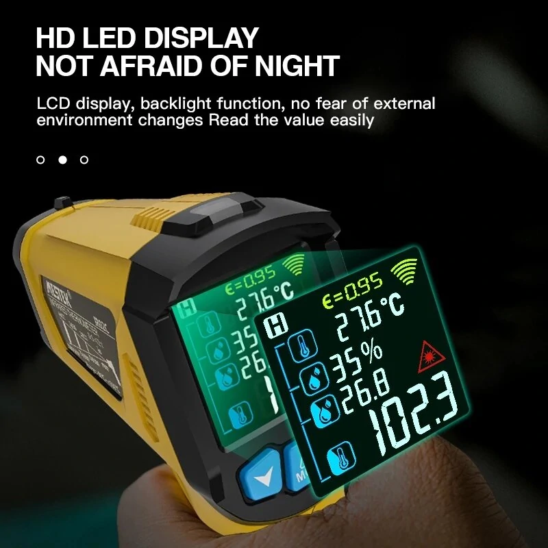 Non-Contact Infrared Thermometer - Laser | LCD Color Display -50~800°C - Image 2