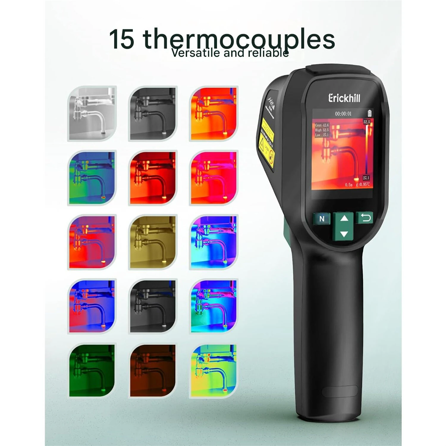 ERICKHILL ETI-01 Thermal Imaging Camera | 240x240 IR Resolution -20°C to 550°C | HVAC Inspection Tool with Laser Pointer - Image 4