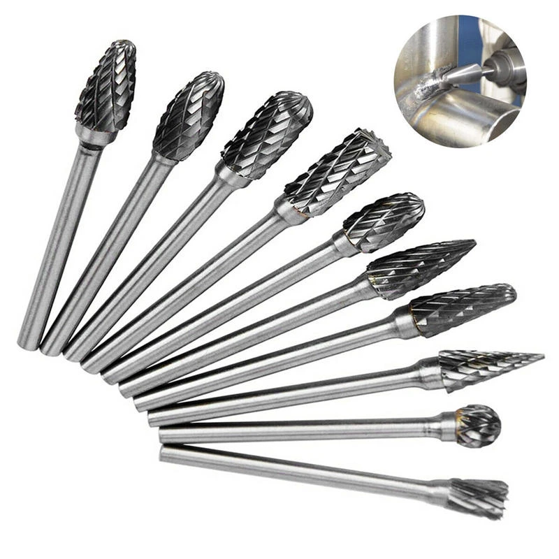 10Pcs Tungsten Carbide Rotary File Set - 1/8 Inch Shank Grinding Burrs - Image 3