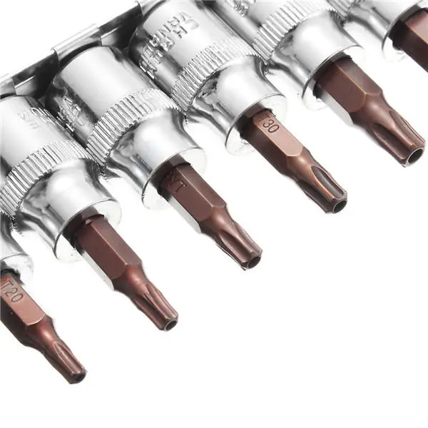 9Pcs 3/8 Drive Torx Socket Set - T10 to T50 Five Angle Screwdriver Bits - Image 2