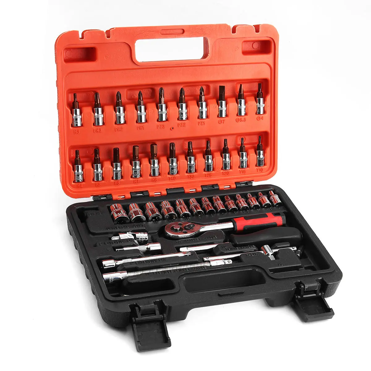 46Pcs 1/4 Inch Drive Socket Wrench Set | Metric & SAE Screw Repair Kit - Image 2