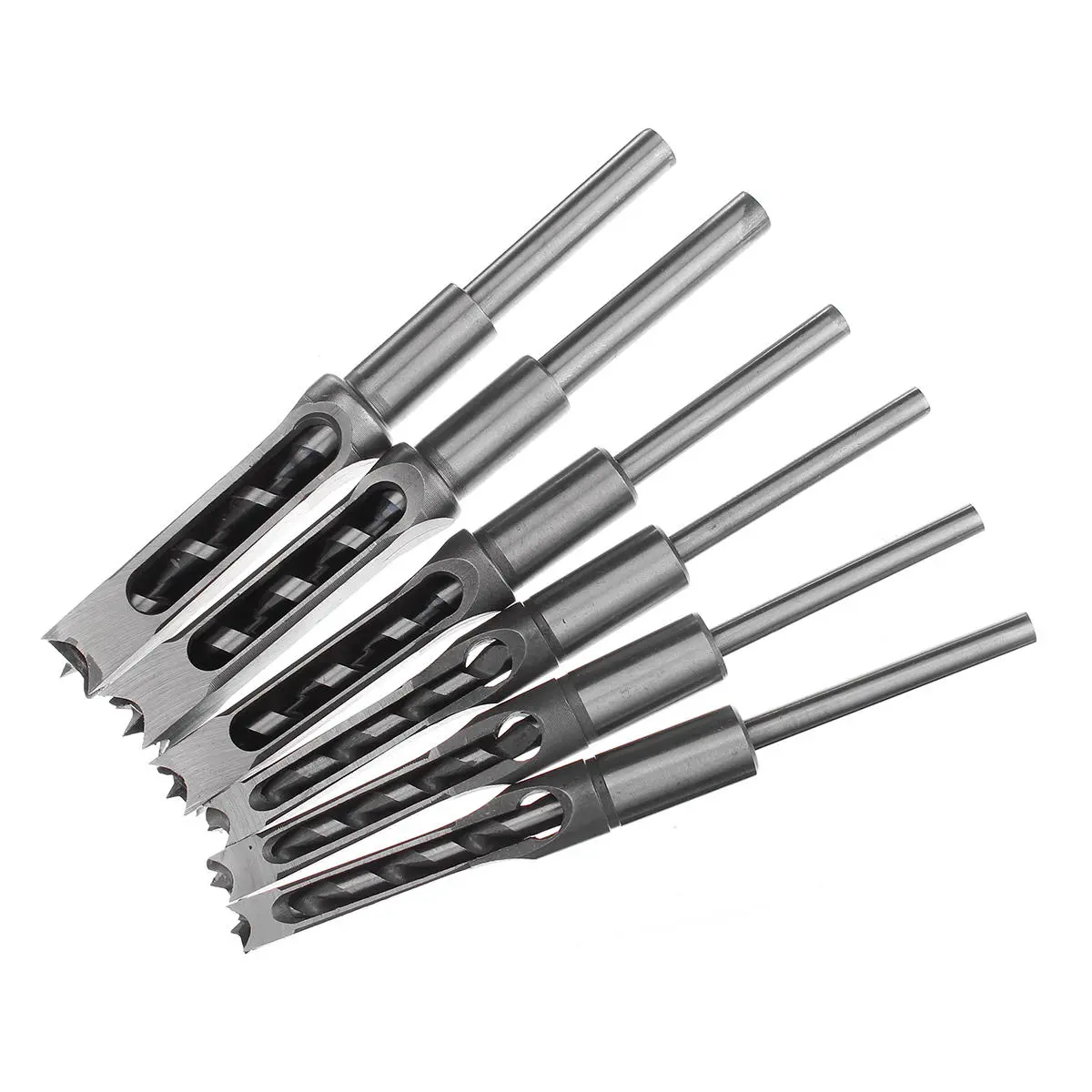 Woodworking Drill Bit Square Hole Chisel Mortising Kit - 11pcs 6-19mm Tenon Tool - Image 4