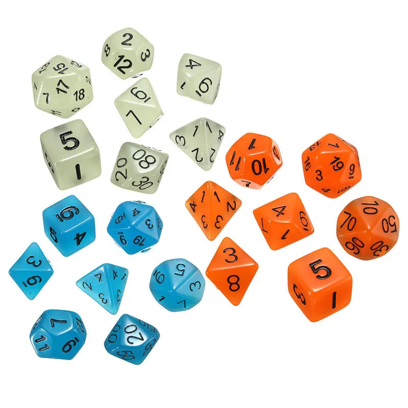 Multi-sided Luminous Polyhedral Dice Set - 7pcs Noctilucent Acrylic Dice - Image 5