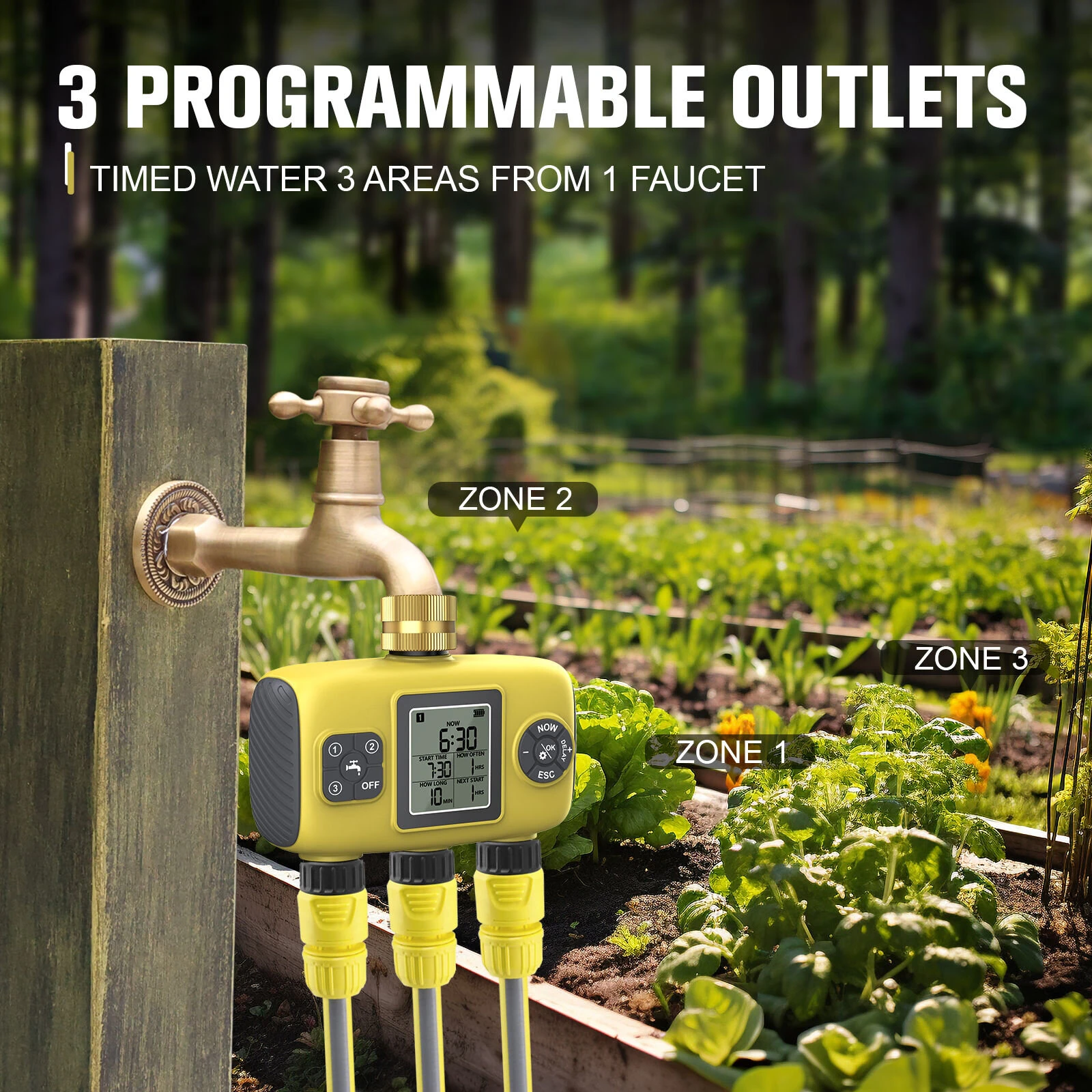 YZD06 Smart Irrigation Controller - 3 Zone Timer | IP55 Waterproof & Anti-UV for Garden - Image 3