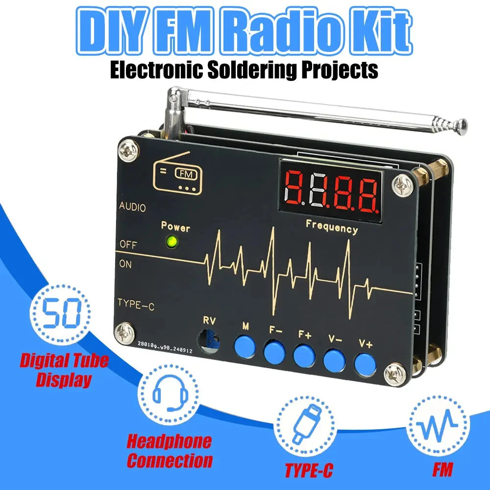 RDA5807M DIY FM Radio Kit - 87-108MHz Digital Tube Display & TDA2822 Amplifier - Image 2