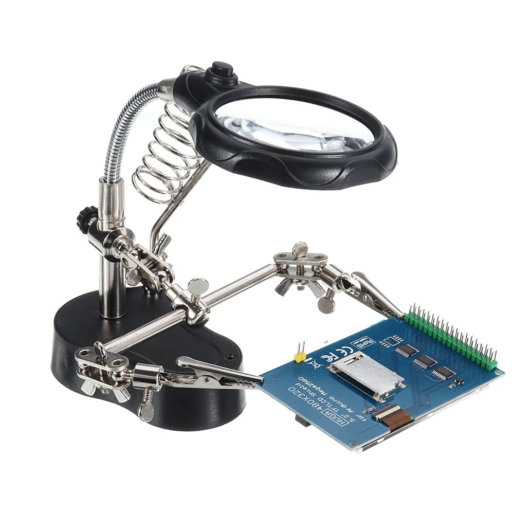 LED Soldering Iron Stand with Helping Hands & Magnifying Glass | Third Hand Tool - Image 4