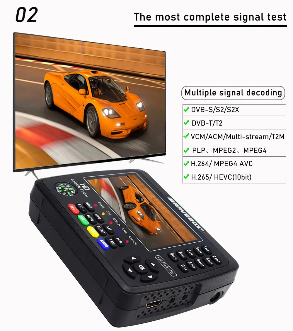 iBRAVEBOX V10 Finder Pro | H.265 DVB-S2/T2 Satellite Finder with LNB Input - Image 5
