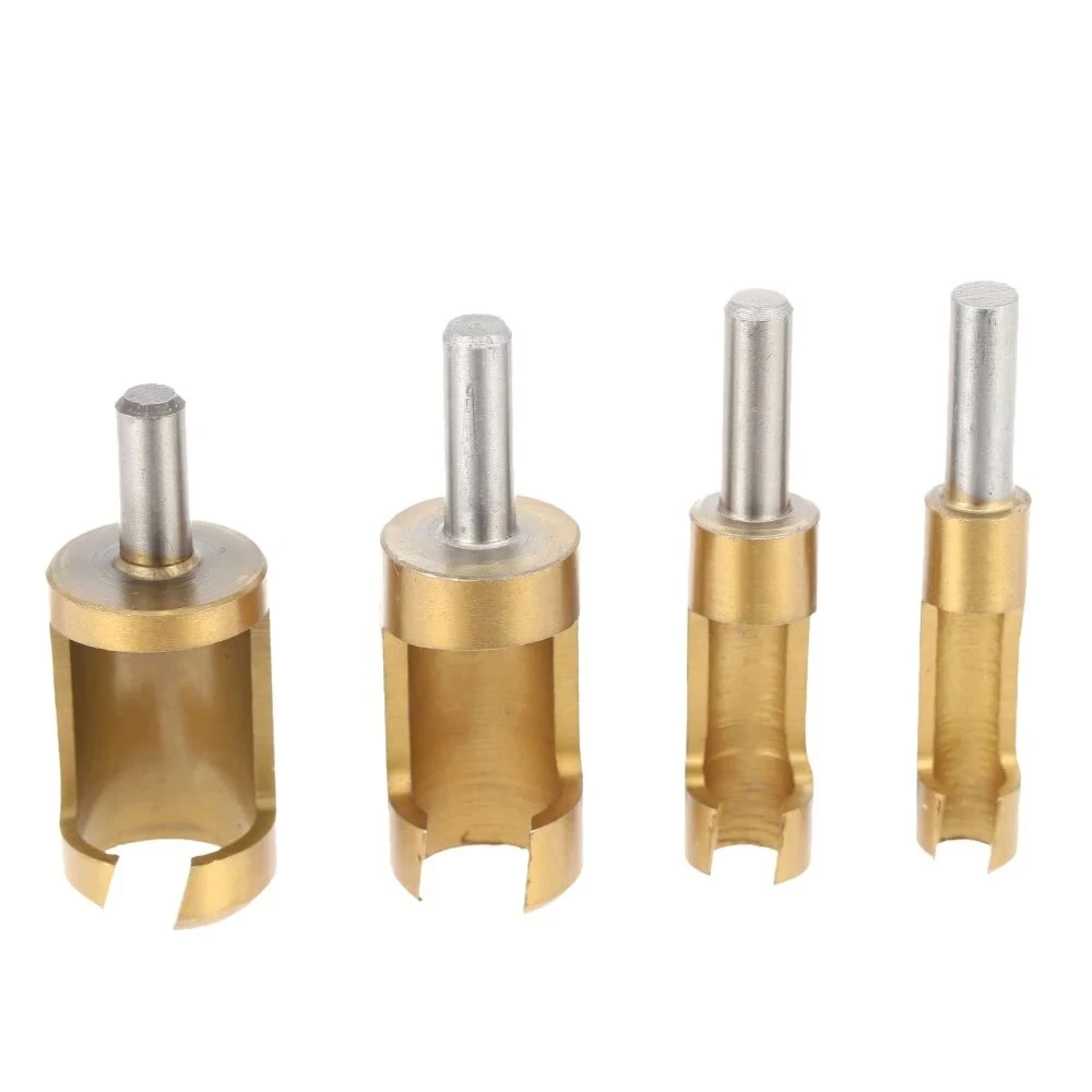 Drillpro 4pcs Titanium Coated Plug Cutters | 6/10/13/16mm Round Shank for Woodworking - Image 3
