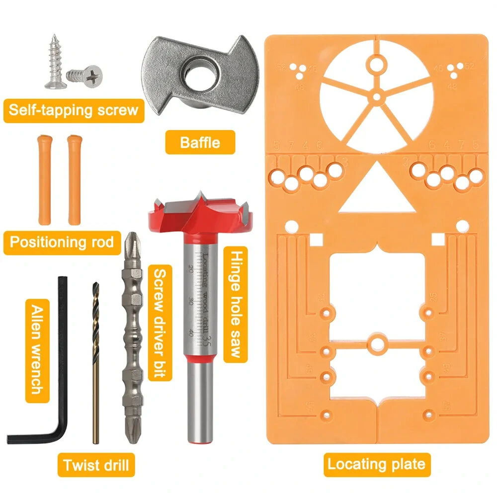 7PCS 35mm Hinge Hole Drilling Guide Set | Door & Cabinet Hinge Jig Tool - Image 2