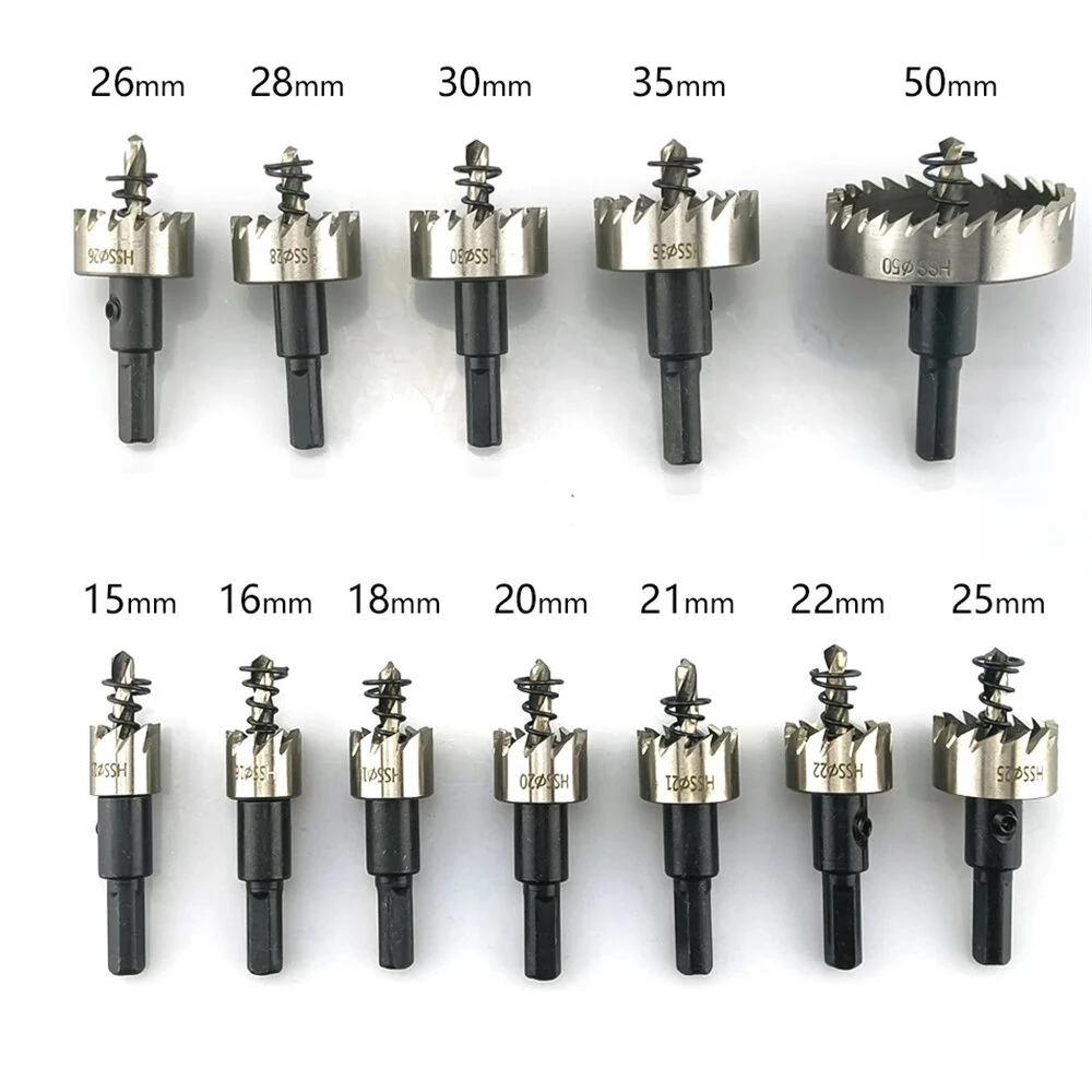 12PCS High-Speed Steel Hole Saw Set | 15-50mm HSS4241 | For 2mm Metal Sheets - Image 4