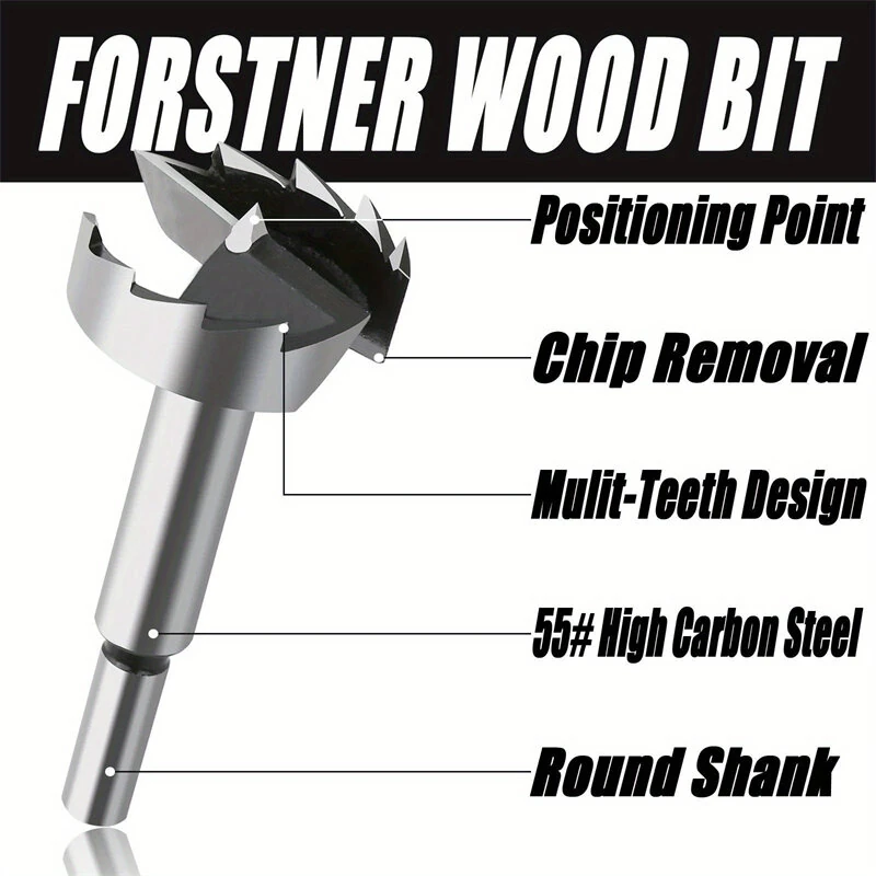 Forstner Drill Bit Set - 5pc High Carbon Steel | 15-35mm Woodworking Tools - Image 3